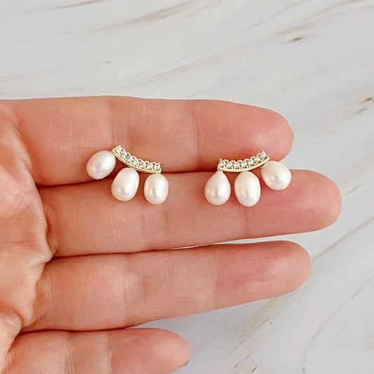 ATLASORA Mini Pearl Stud Earrings – Dainty Tiny Earrings for Women, Classic Elegant Jewelry