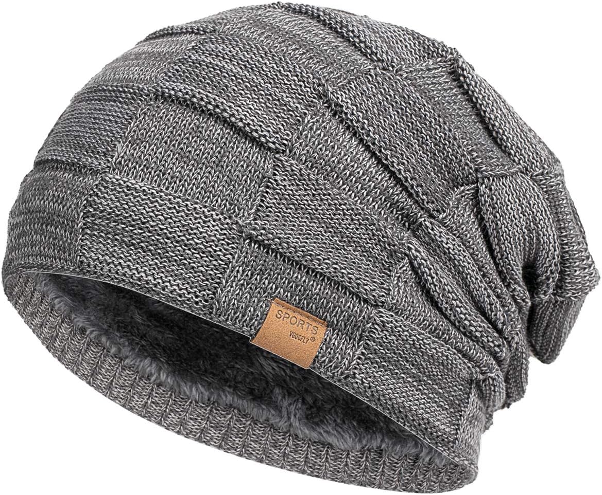 Vgogfly Warm Lined Knit Beanie Unisex hat – Slouchy Thick Winter Skully Stocking Cap