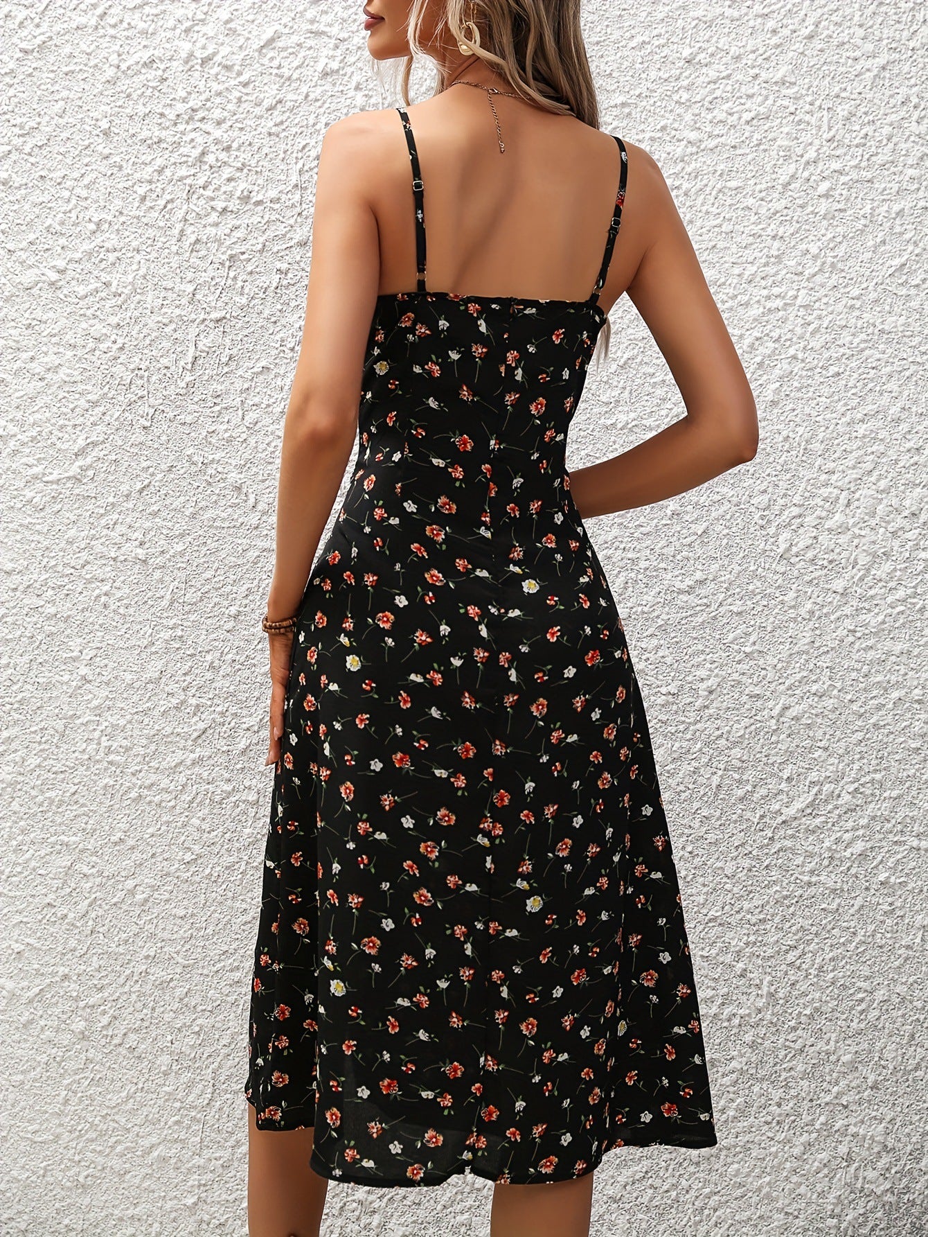 New Polka Dot Print Suspender Dress – 2025 Summer Trend Split Long Dress for Women