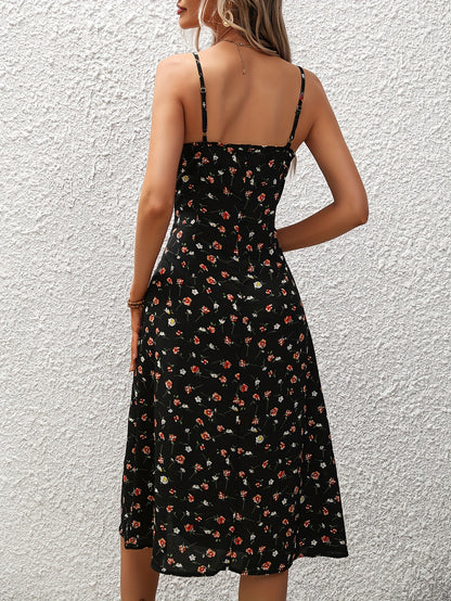 New Polka Dot Print Suspender Dress – 2025 Summer Trend Split Long Dress for Women