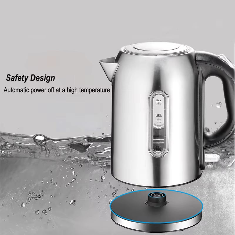 Electric Kettle 1.7L Stainless Steel Fast Boil Water Kettle with Smart Temperature Control – Durable Hot Water Teapot for Home, Kitchen & Office (EU Plug)