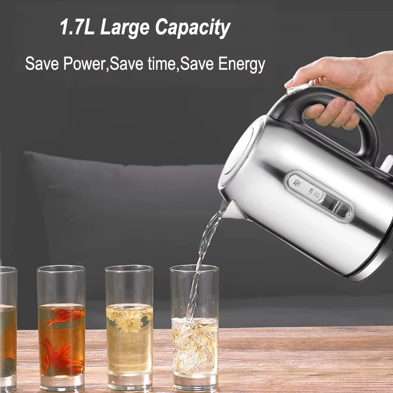 Electric Kettle 1.7L Stainless Steel Fast Boil Water Kettle with Smart Temperature Control – Durable Hot Water Teapot for Home, Kitchen & Office (EU Plug)