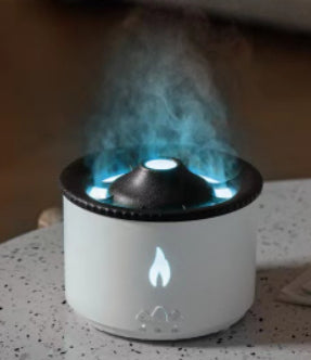 New Two-Color Spray Ring Volcano Humidifier – Aromatherapy Diffuser with LED Flame & Mist Ring Effect