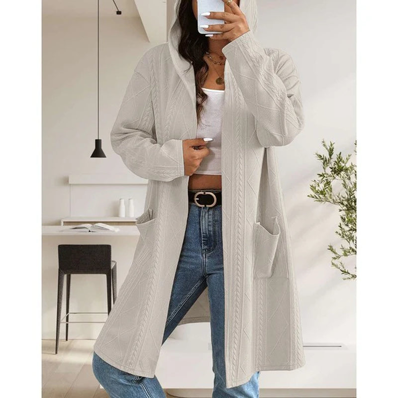 Women’s Long Cable Knit Cardigan – Cozy Open Front Sweater, Layering Knitwear