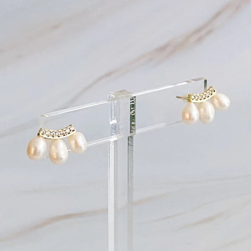 ATLASORA Mini Pearl Stud Earrings – Dainty Tiny Earrings for Women, Classic Elegant Jewelry