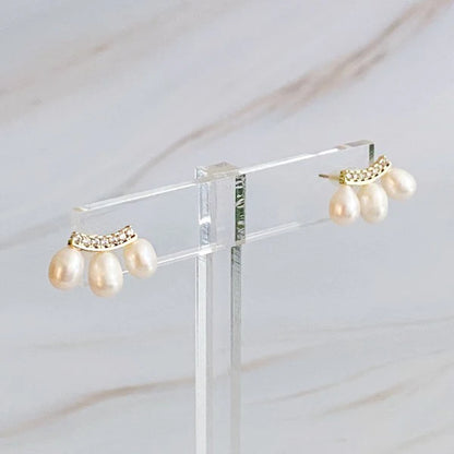 ATLASORA Mini Pearl Stud Earrings – Dainty Tiny Earrings for Women, Classic Elegant Jewelry