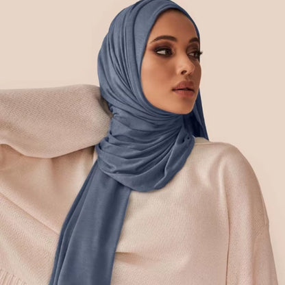 Soft Cotton Jersey Hijab Scarf for Women – Plain Long Muslim Head Wrap, Modest Turban Shawl, Lightweight Jersey Headscarf for Abaya & Everyday Wear