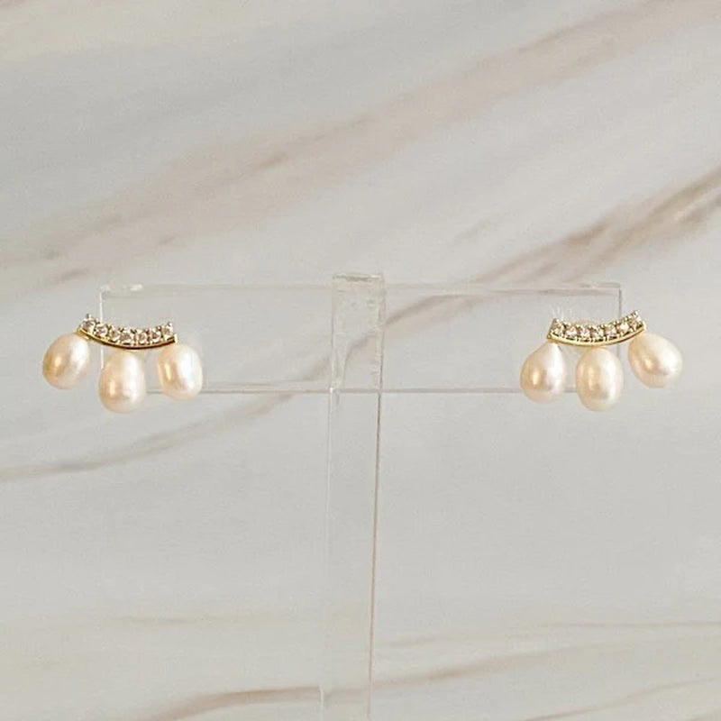 ATLASORA Mini Pearl Stud Earrings – Dainty Tiny Earrings for Women, Classic Elegant Jewelry