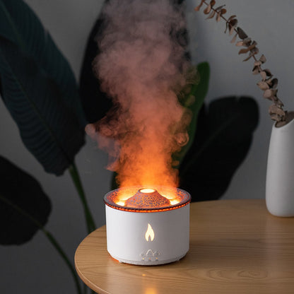 New Two-Color Spray Ring Volcano Humidifier – Aromatherapy Diffuser with LED Flame & Mist Ring Effect