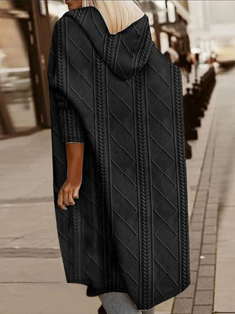 Women’s Long Cable Knit Cardigan – Cozy Open Front Sweater, Layering Knitwear