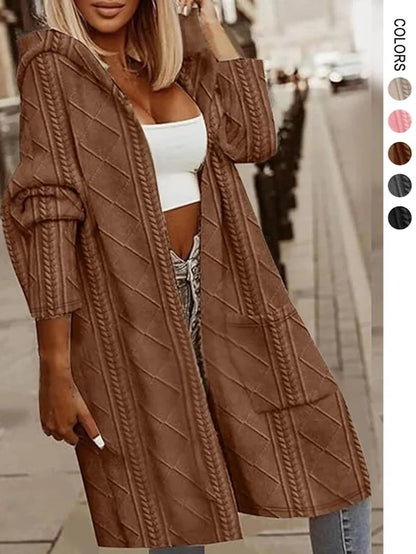 Women’s Long Cable Knit Cardigan – Cozy Open Front Sweater, Layering Knitwear