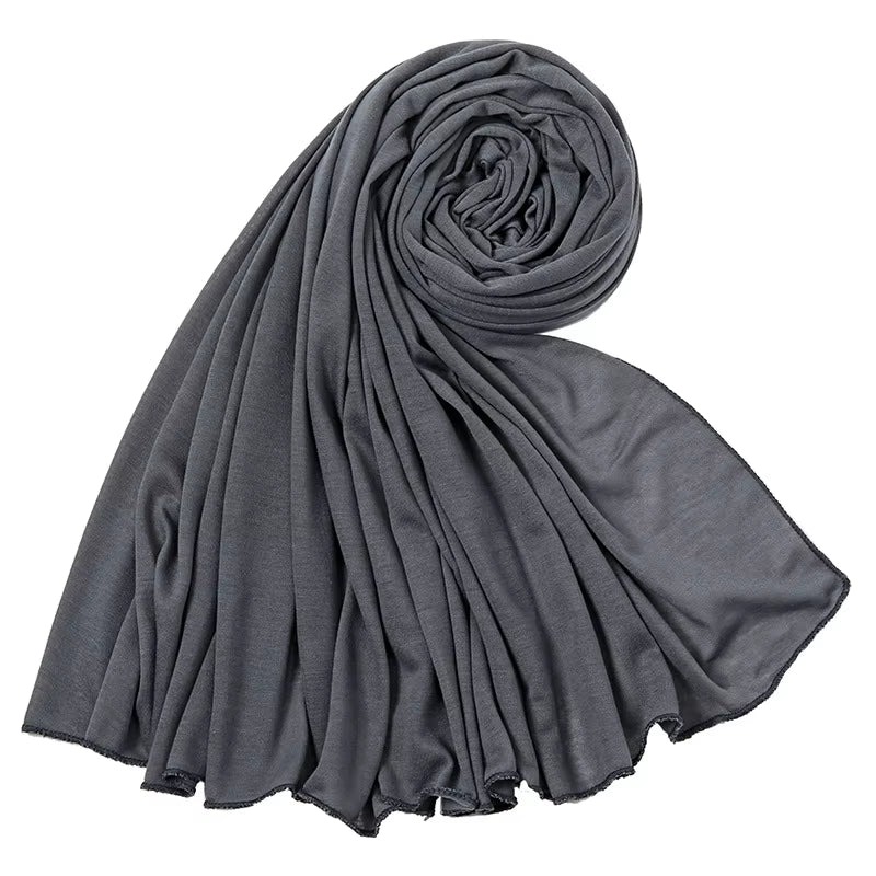 Soft Cotton Jersey Hijab Scarf for Women – Plain Long Muslim Head Wrap, Modest Turban Shawl, Lightweight Jersey Headscarf for Abaya & Everyday Wear