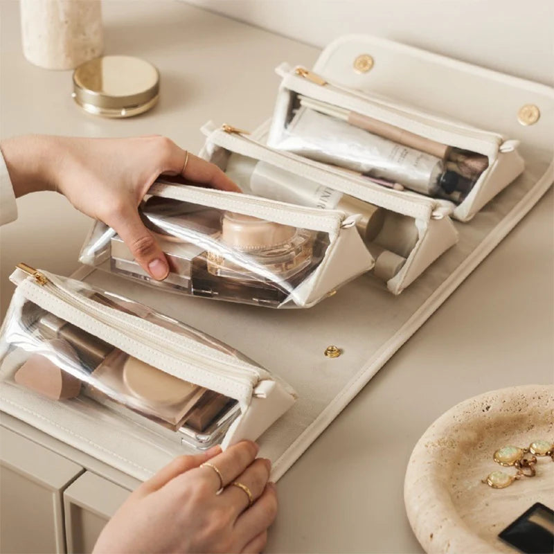 Large Capacity Portable Folding Cosmetic Bag – Travel Makeup Organizer, Toiletry Bag for Women, Waterproof & Lightweight, Multi-Compartment Storage for Cosmetics & Toiletries