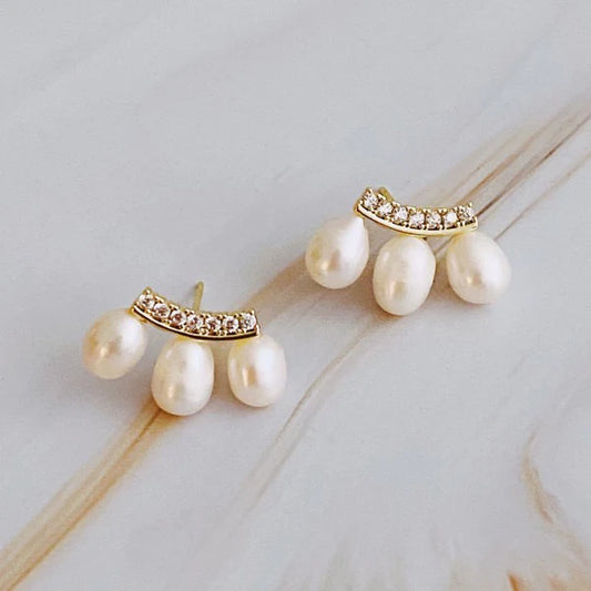 ATLASORA Mini Pearl Stud Earrings – Dainty Tiny Earrings for Women, Classic Elegant Jewelry