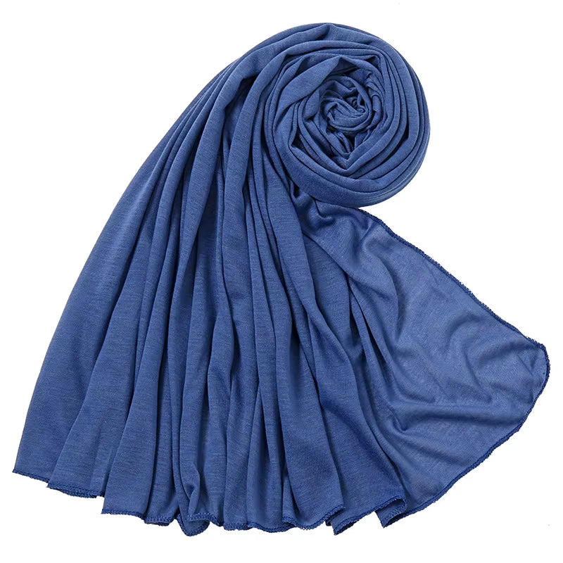 Soft Cotton Jersey Hijab Scarf for Women – Plain Long Muslim Head Wrap, Modest Turban Shawl, Lightweight Jersey Headscarf for Abaya & Everyday Wear