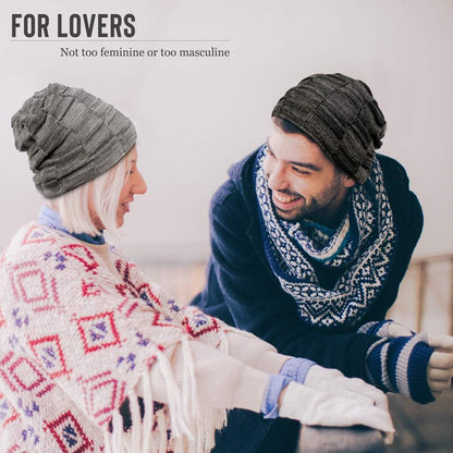 Vgogfly Warm Lined Knit Beanie Unisex hat – Slouchy Thick Winter Skully Stocking Cap