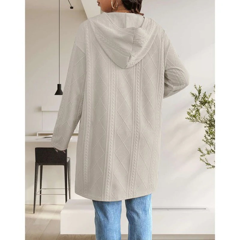 Women’s Long Cable Knit Cardigan – Cozy Open Front Sweater, Layering Knitwear