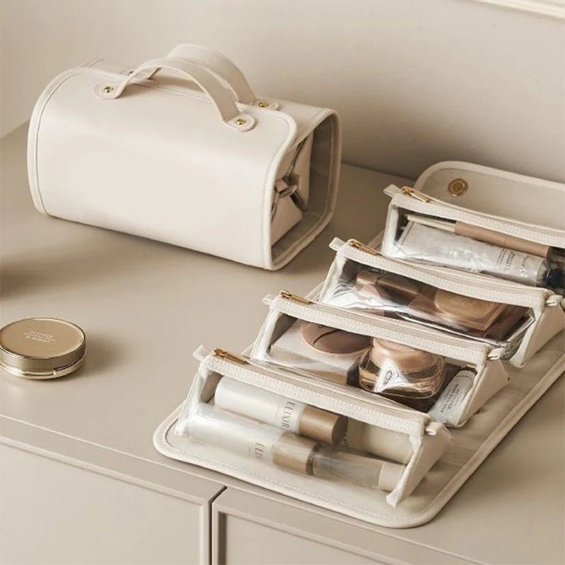 Large Capacity Portable Folding Cosmetic Bag – Travel Makeup Organizer, Toiletry Bag for Women, Waterproof & Lightweight, Multi-Compartment Storage for Cosmetics & Toiletries