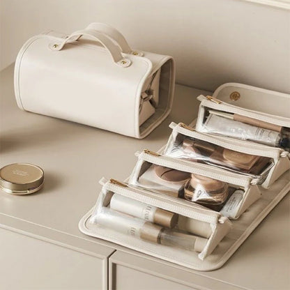 Large Capacity Portable Folding Cosmetic Bag – Travel Makeup Organizer, Toiletry Bag for Women, Waterproof & Lightweight, Multi-Compartment Storage for Cosmetics & Toiletries