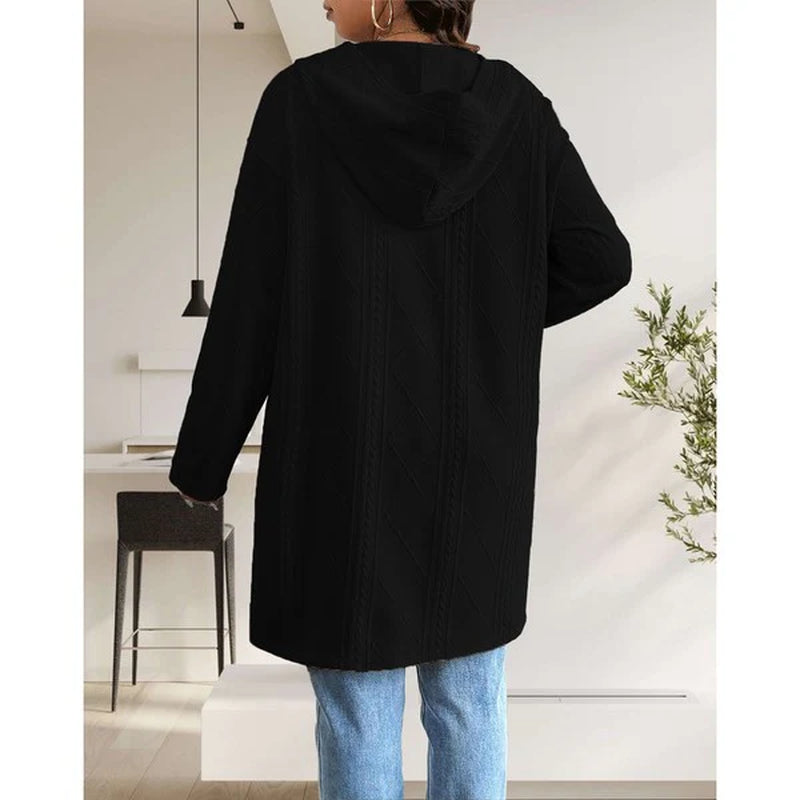 Women’s Long Cable Knit Cardigan – Cozy Open Front Sweater, Layering Knitwear