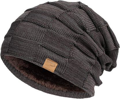 Vgogfly Warm Lined Knit Beanie Unisex hat – Slouchy Thick Winter Skully Stocking Cap