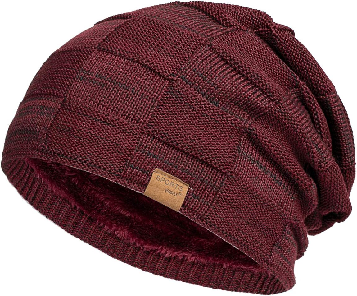 Vgogfly Warm Lined Knit Beanie Unisex hat – Slouchy Thick Winter Skully Stocking Cap
