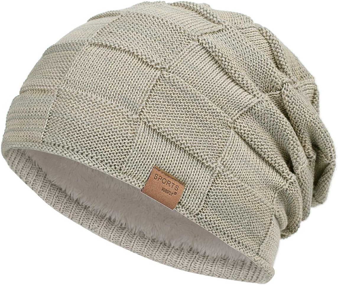 Vgogfly Warm Lined Knit Beanie Unisex hat – Slouchy Thick Winter Skully Stocking Cap