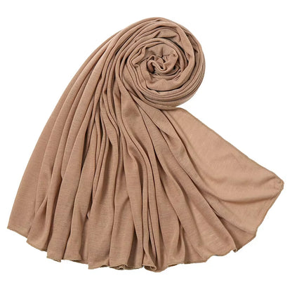 Soft Cotton Jersey Hijab Scarf for Women – Plain Long Muslim Head Wrap, Modest Turban Shawl, Lightweight Jersey Headscarf for Abaya & Everyday Wear