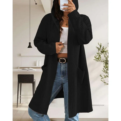Women’s Long Cable Knit Cardigan – Cozy Open Front Sweater, Layering Knitwear