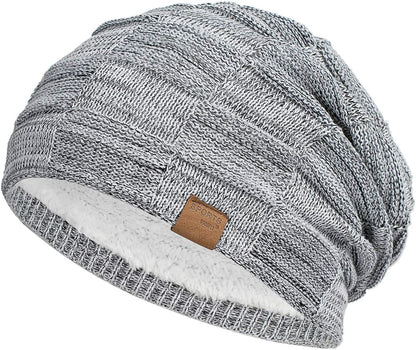 Vgogfly Warm Lined Knit Beanie Unisex hat – Slouchy Thick Winter Skully Stocking Cap
