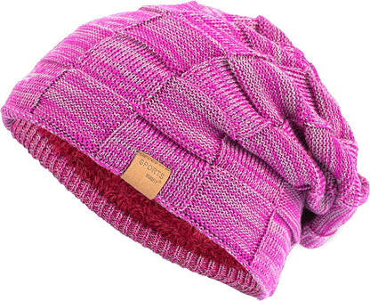 Vgogfly Warm Lined Knit Beanie Unisex hat – Slouchy Thick Winter Skully Stocking Cap