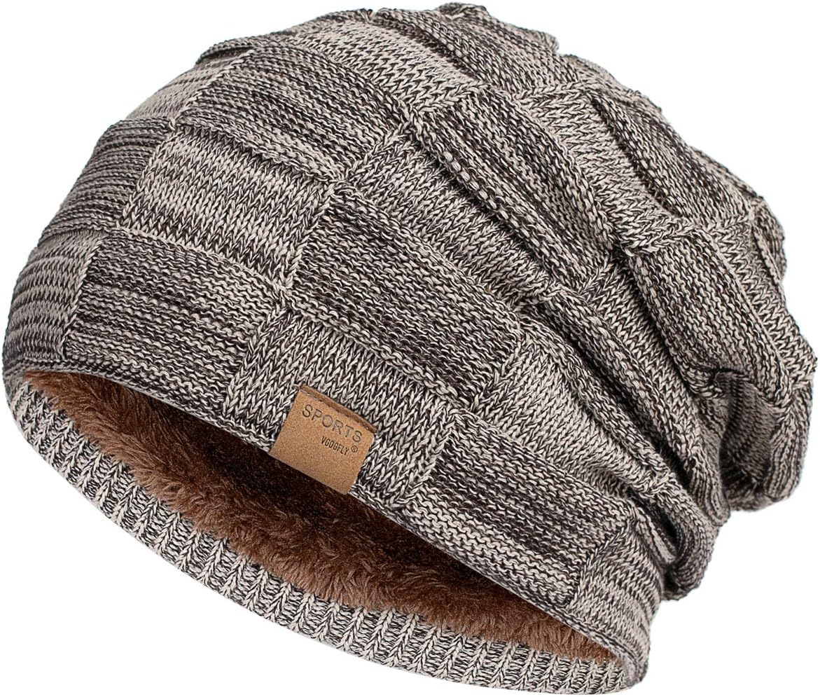 Vgogfly Warm Lined Knit Beanie Unisex hat – Slouchy Thick Winter Skully Stocking Cap