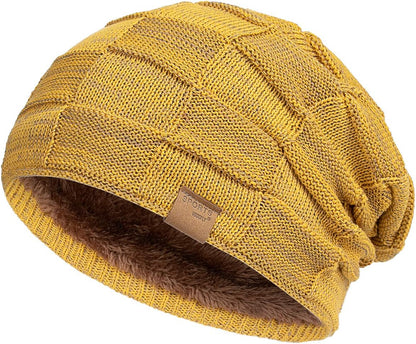 Vgogfly Warm Lined Knit Beanie Unisex hat – Slouchy Thick Winter Skully Stocking Cap