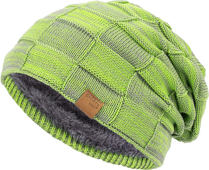 Vgogfly Warm Lined Knit Beanie Unisex hat – Slouchy Thick Winter Skully Stocking Cap