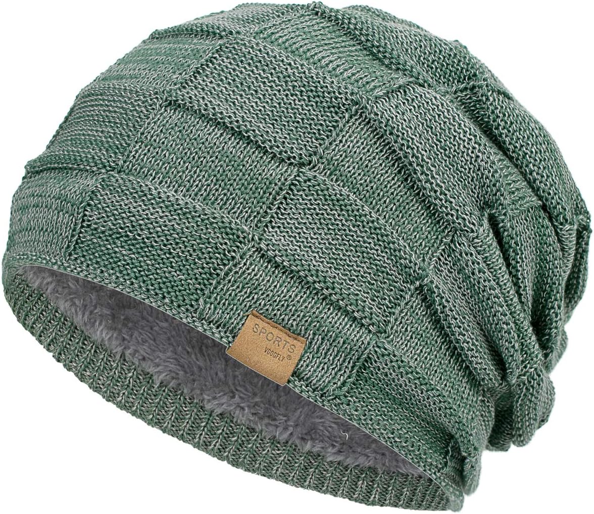 Vgogfly Warm Lined Knit Beanie Unisex hat – Slouchy Thick Winter Skully Stocking Cap
