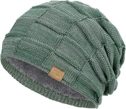 Vgogfly Warm Lined Knit Beanie Unisex hat – Slouchy Thick Winter Skully Stocking Cap