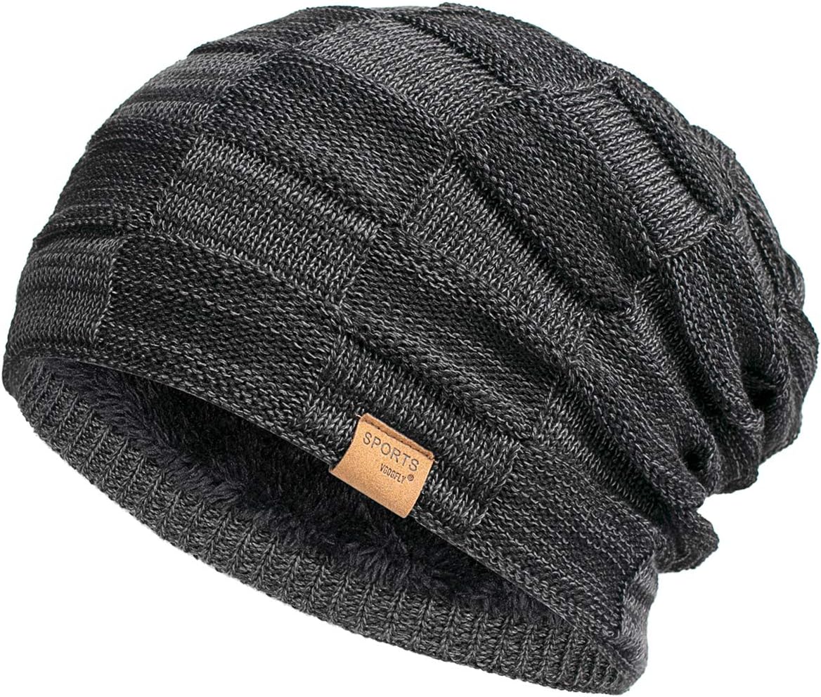 Vgogfly Warm Lined Knit Beanie Unisex hat – Slouchy Thick Winter Skully Stocking Cap