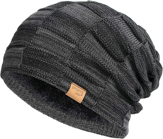 Vgogfly Warm Lined Knit Beanie Unisex hat – Slouchy Thick Winter Skully Stocking Cap