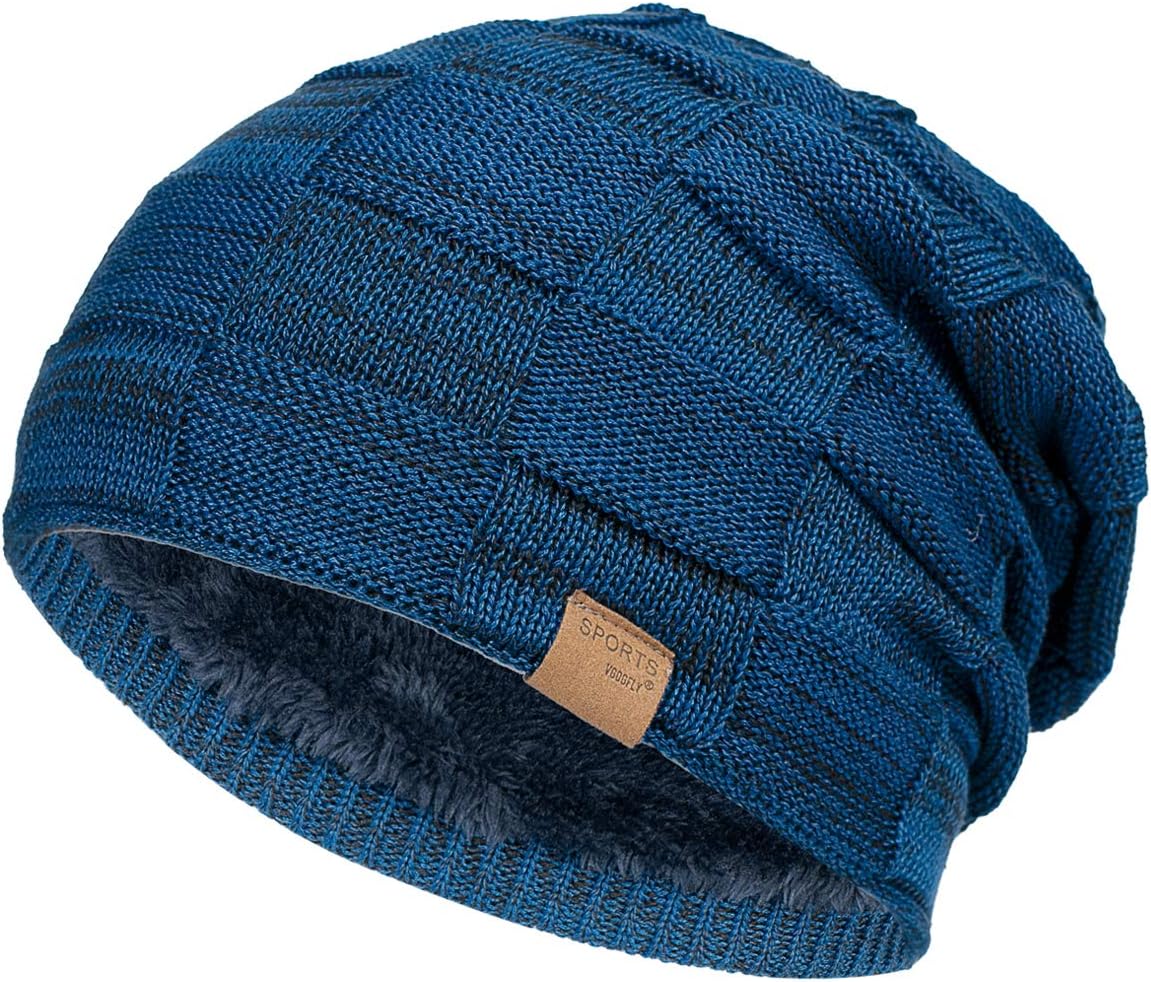 Vgogfly Warm Lined Knit Beanie Unisex hat – Slouchy Thick Winter Skully Stocking Cap