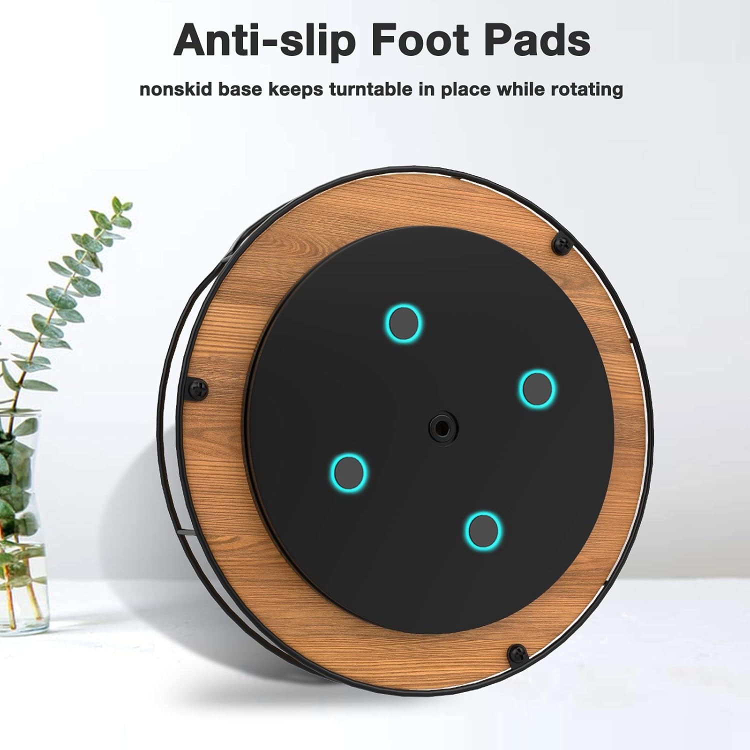 Lazy Lily Turntable Organizer – 9" Carbonized Black Pine Wood Rotating Tray for Pantry, Kitchen Countertop, Fridge, or Cabinet