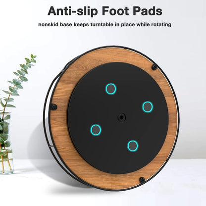 Lazy Lily Turntable Organizer – 9" Carbonized Black Pine Wood Rotating Tray for Pantry, Kitchen Countertop, Fridge, or Cabinet