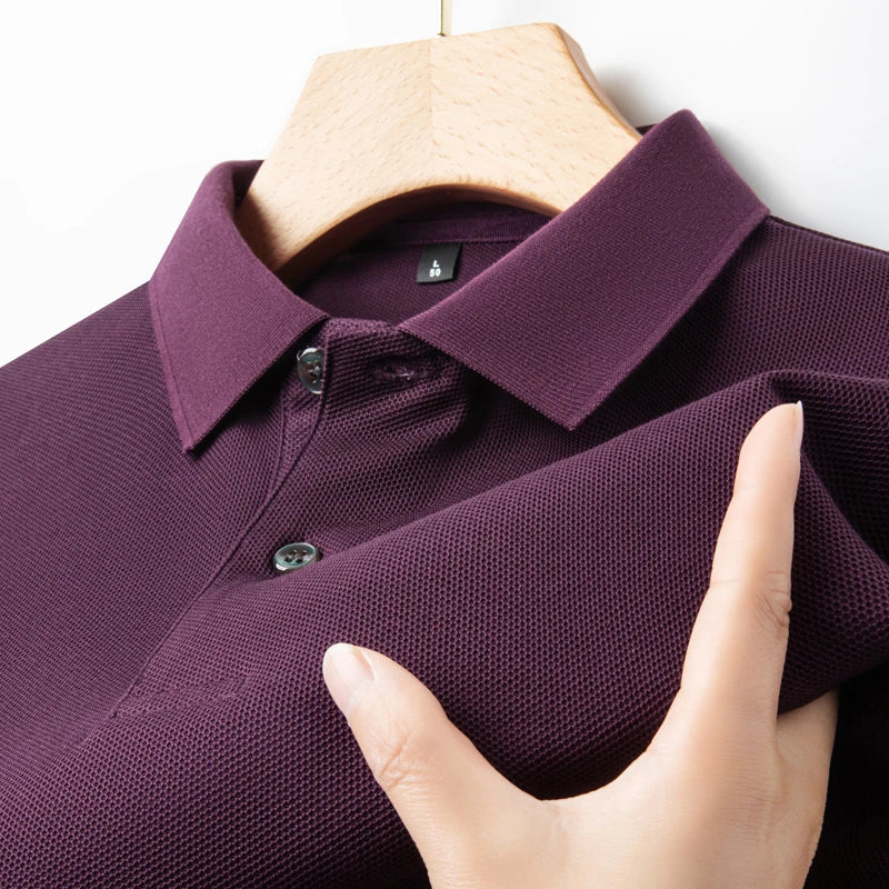 Men’s 100% Cotton Polo Shirt – Summer Casual Short Sleeve, Breathable Lapel Tee, Ideal for Golf and Sports
