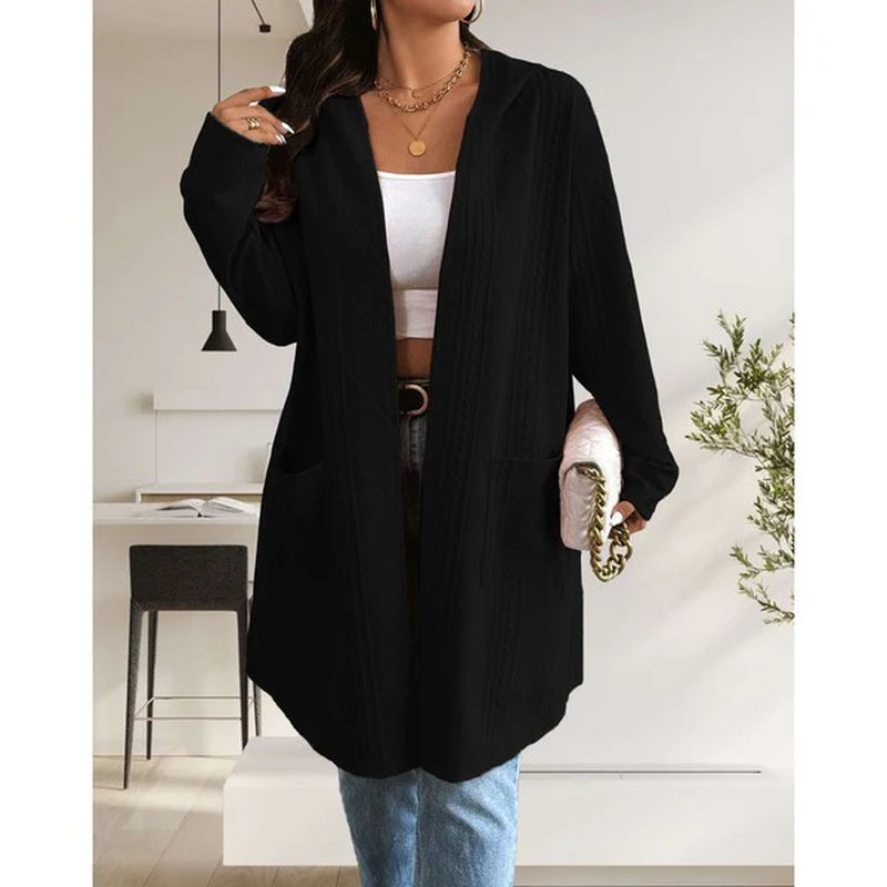 Women’s Long Cable Knit Cardigan – Cozy Open Front Sweater, Layering Knitwear