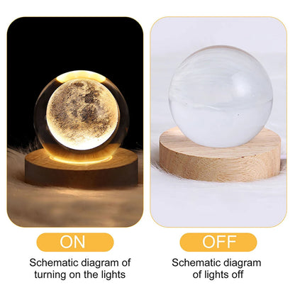 3D Crystal Ball Night Light – Glowing Moon, Galaxy & Astronaut Design, USB Planet Table Lamp, Ambient Atmosphere Light for Bedroom, Kids Gifts