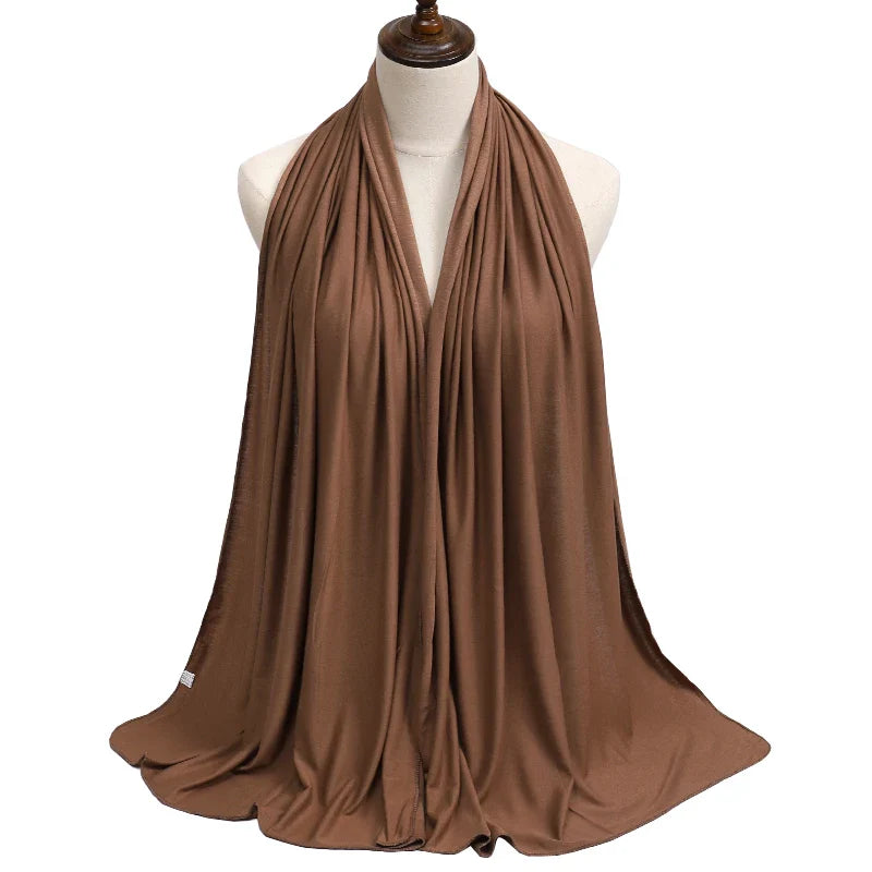 New Jersey Women's 2025 Muslim Fashion Modal Cotton Hijab – Soft, Solid Color Long Scarf High-Quality Headwrap