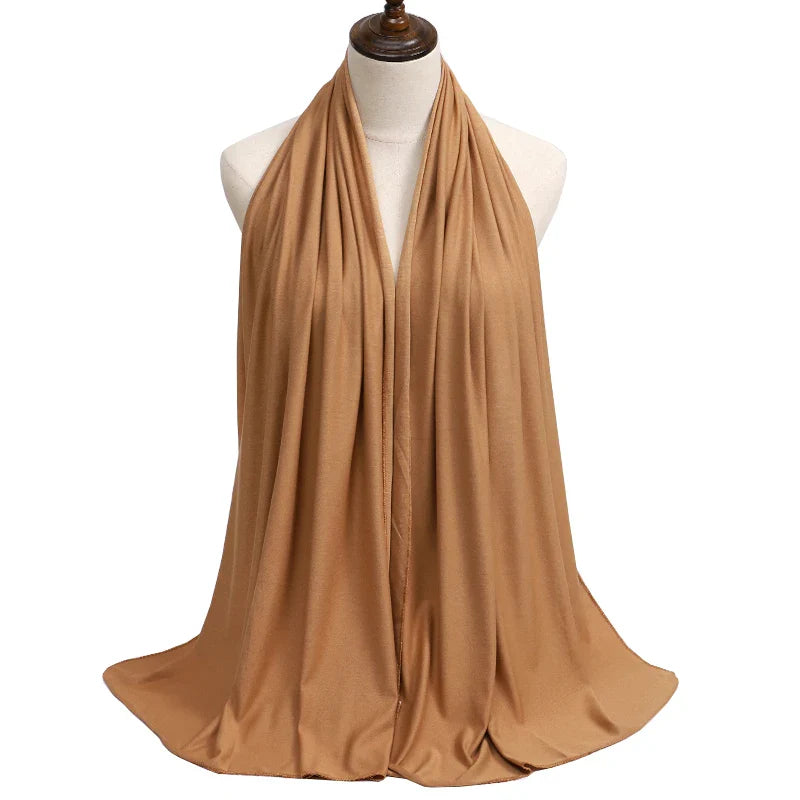 New Jersey Women's 2025 Muslim Fashion Modal Cotton Hijab – Soft, Solid Color Long Scarf High-Quality Headwrap