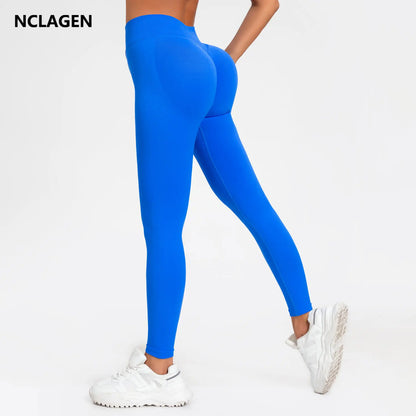 ATLASORA Women’s Seamless Sports Leggings – Ribbed High-Waist Yoga Pants, Scrunch Bum Tights for Gym, Fitness & Workout