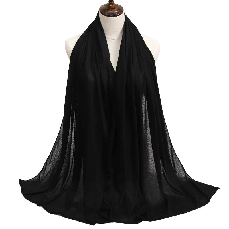 New Jersey Women's 2025 Muslim Fashion Modal Cotton Hijab – Soft, Solid Color Long Scarf High-Quality Headwrap