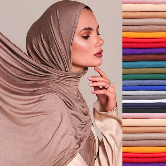 New Jersey Women's 2025 Muslim Fashion Modal Cotton Hijab – Soft, Solid Color Long Scarf High-Quality Headwrap