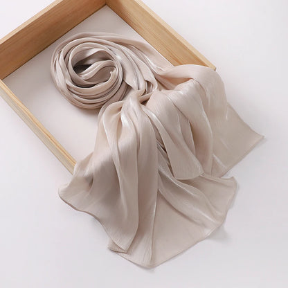 2025 New  Women’s Pleated Glitter Shawl – Plain, Shimmering Chiffon Muslim Hijab
